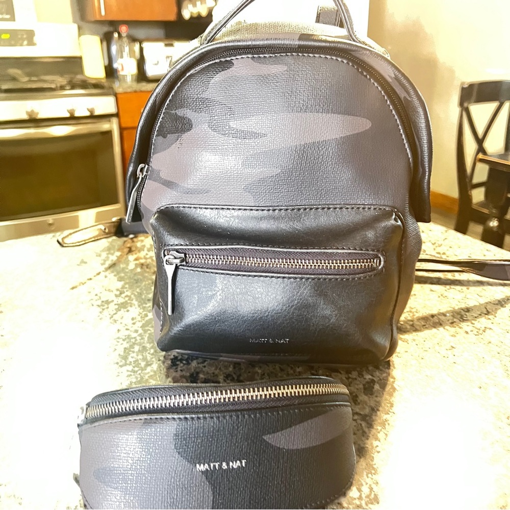 Matt & Nat Black Contemporary Backpack And Sunglasses case